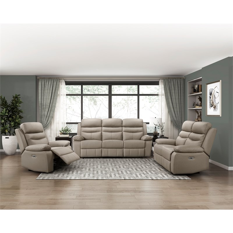 Lexicon Hancock Leather Power Double Reclining Love Seat in Latte