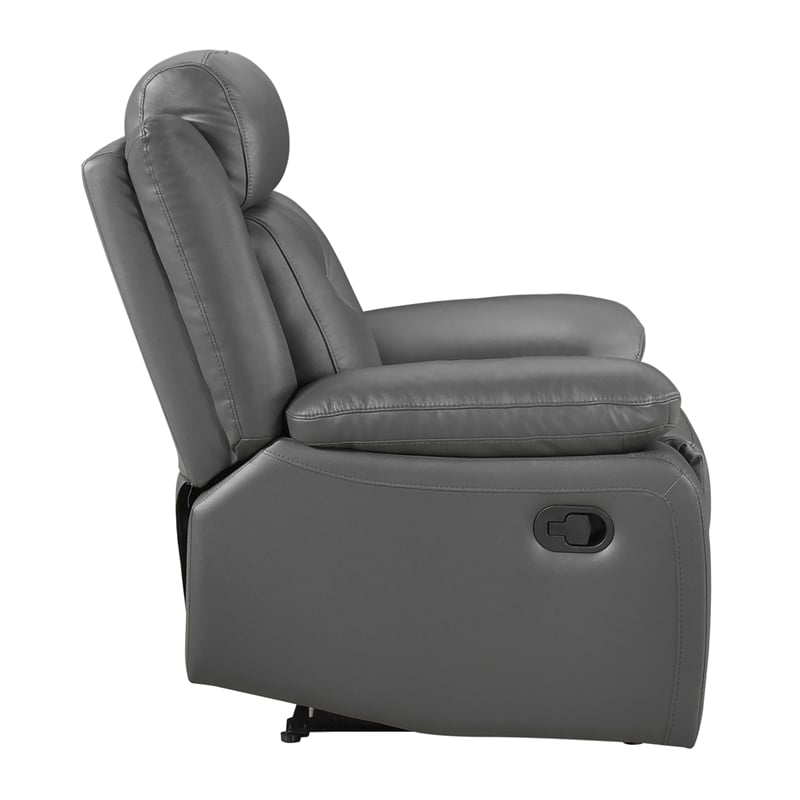 Lexicon Laconia Leather Reclining Chair in Dark gray
