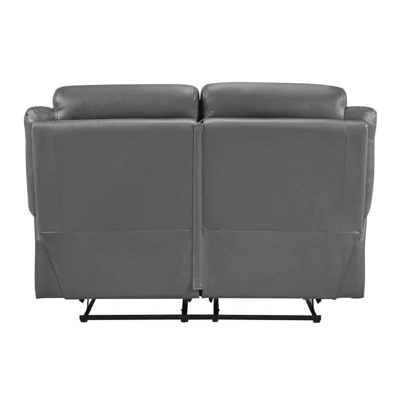 Lexicon Laconia Leather Double Reclining Love Seat in Dark gray