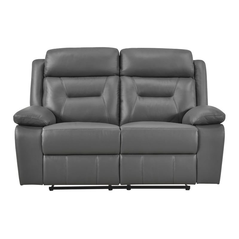 Lexicon Laconia Leather Double Reclining Love Seat in Dark gray