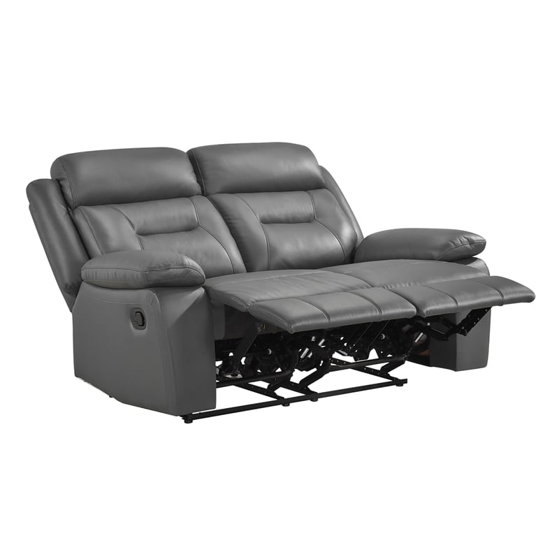 Lexicon Laconia Leather Double Reclining Love Seat in Dark gray