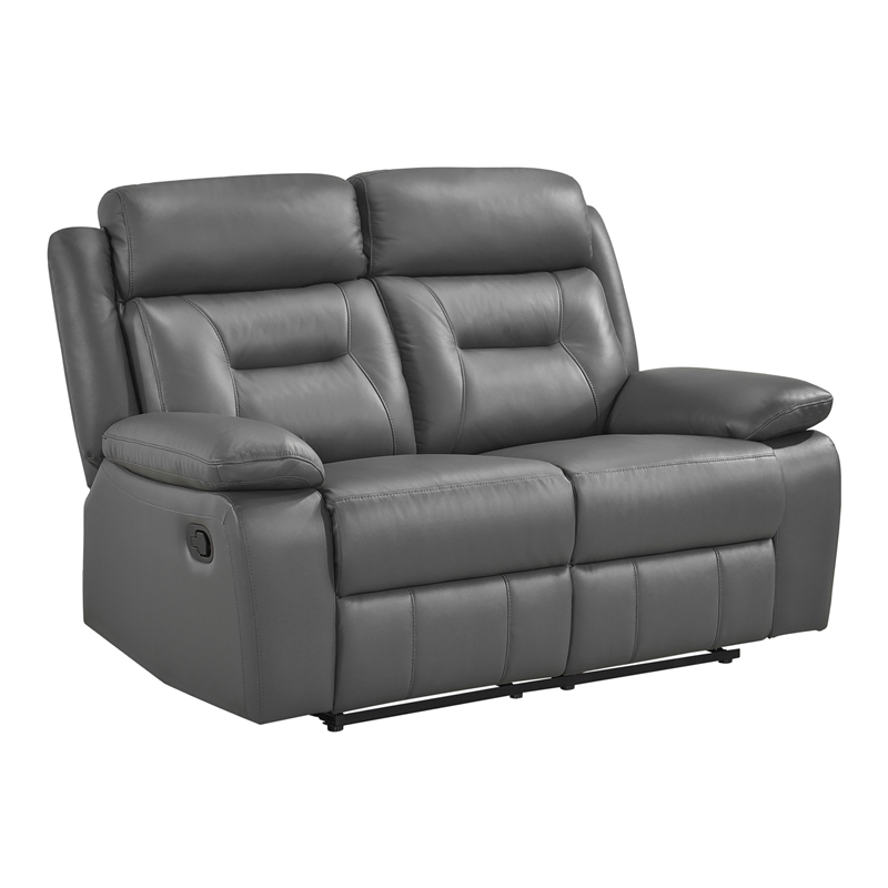 Lexicon Laconia Leather Double Reclining Love Seat in Dark gray