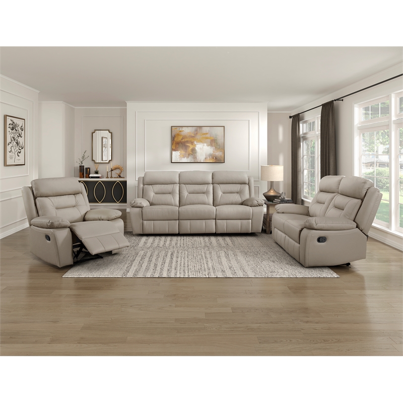 Lexicon Laconia Leather Double Reclining Love Seat in Latte