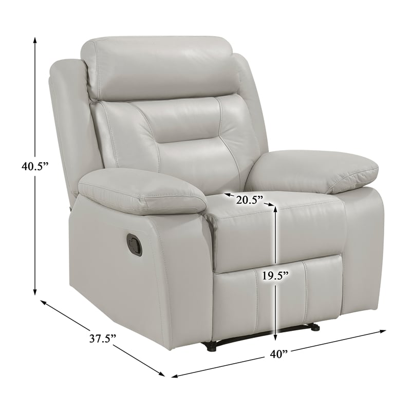 Lexicon Laconia Leather Reclining Chair in Silver