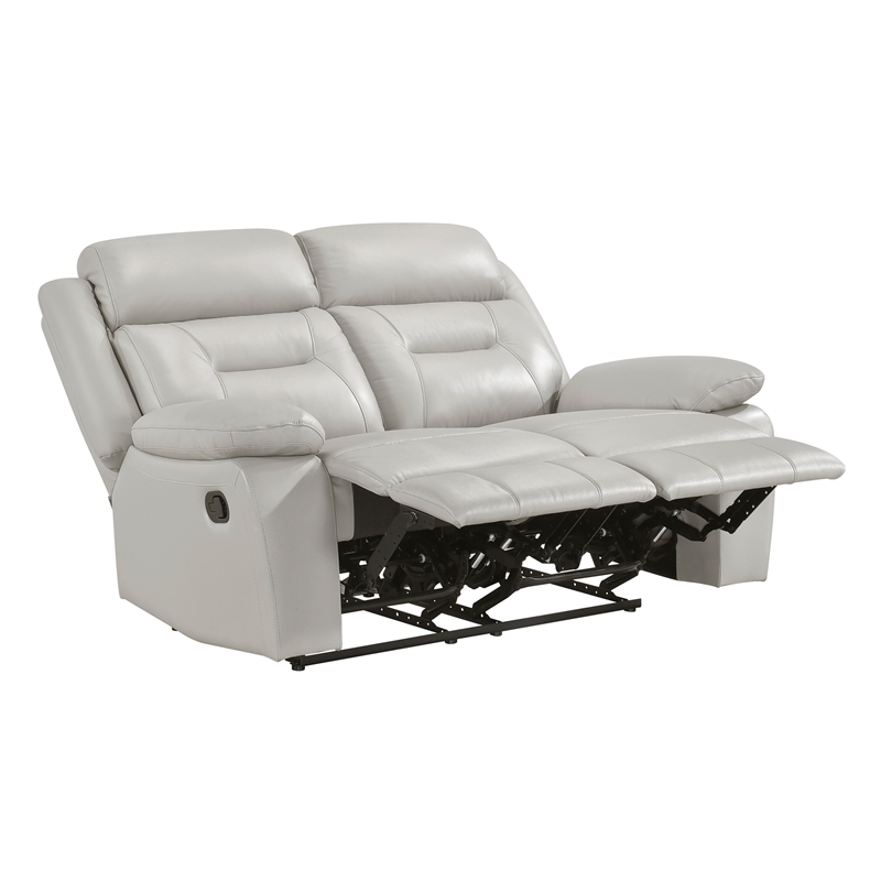 Lexicon Laconia Leather Double Reclining Love Seat in Silver