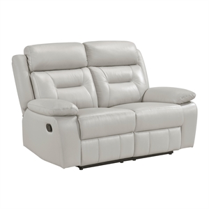 lexicon laconia leather double reclining love seat in silver