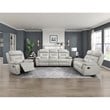 Lexicon Laconia Leather Double Reclining Sofa in Silver