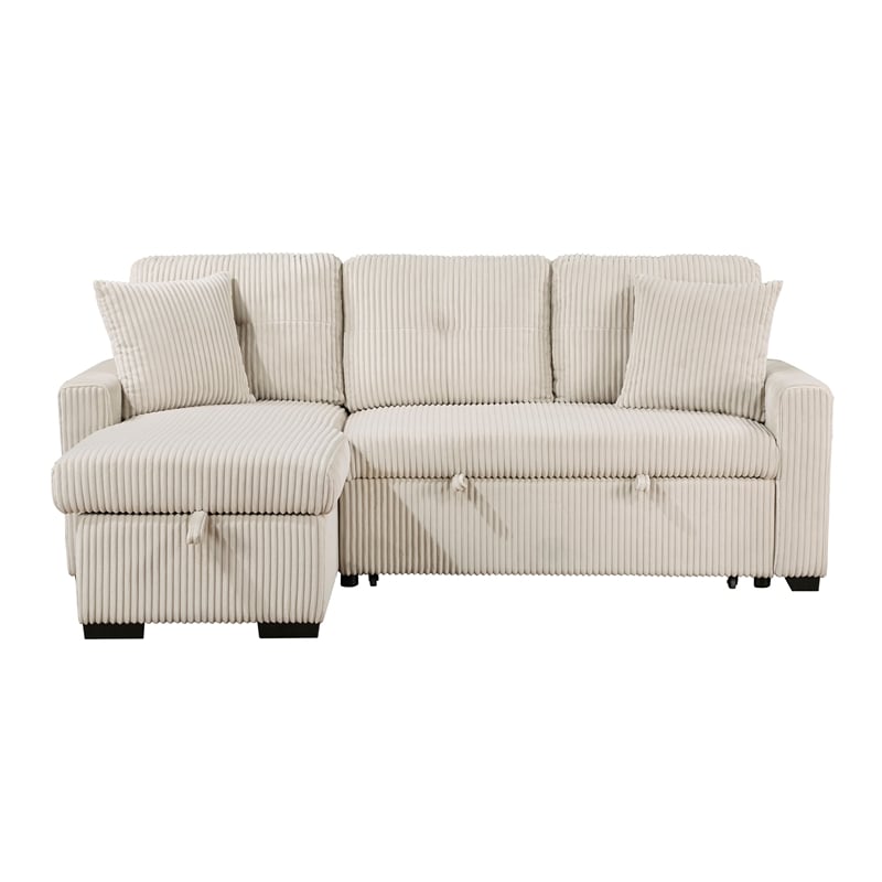 Lexicon Rhett 3-Piece Corduroy Reversible Sectional in Beige