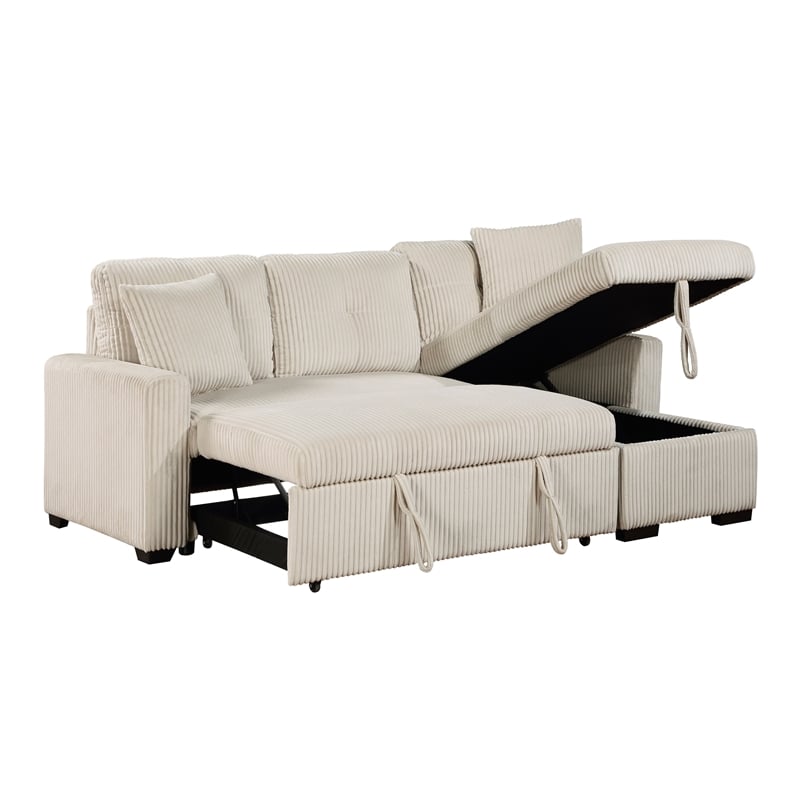 Lexicon Rhett 3-Piece Corduroy Reversible Sectional in Beige
