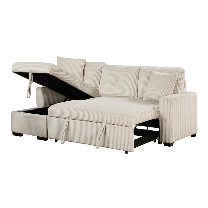 Lexicon Rhett 3-Piece Corduroy Reversible Sectional in Beige
