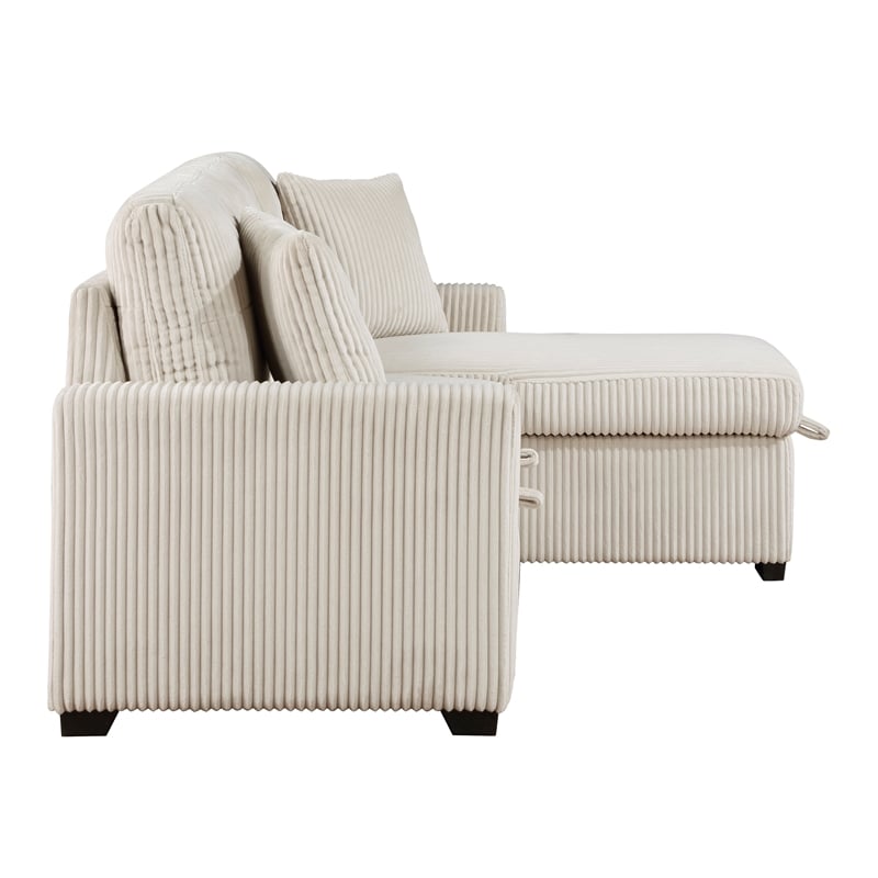 Lexicon Rhett 3-Piece Corduroy Reversible Sectional in Beige