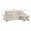 Lexicon Rhett 3-Piece Corduroy Reversible Sectional in Beige