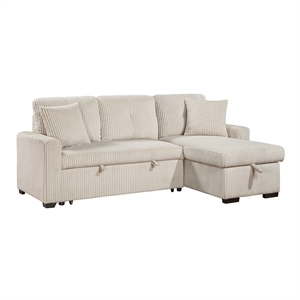 Lexicon Rhett 3-Piece Corduroy Reversible Sectional in Beige
