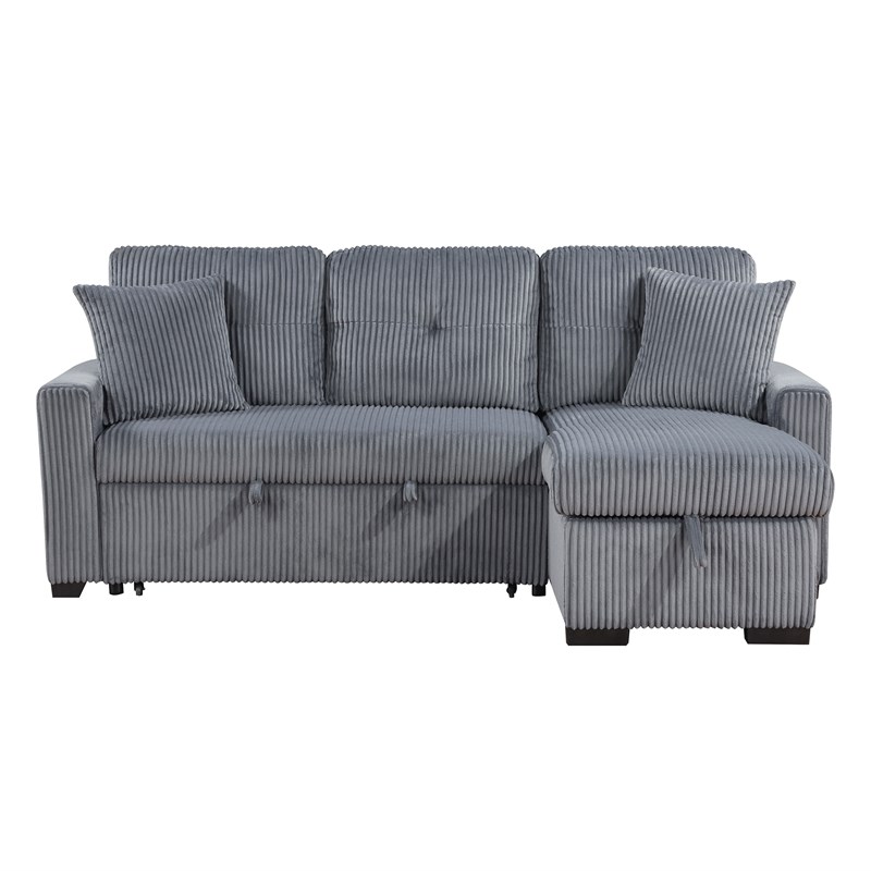 Lexicon Rhett 3-Piece Corduroy Reversible Sectional in Dark Gray