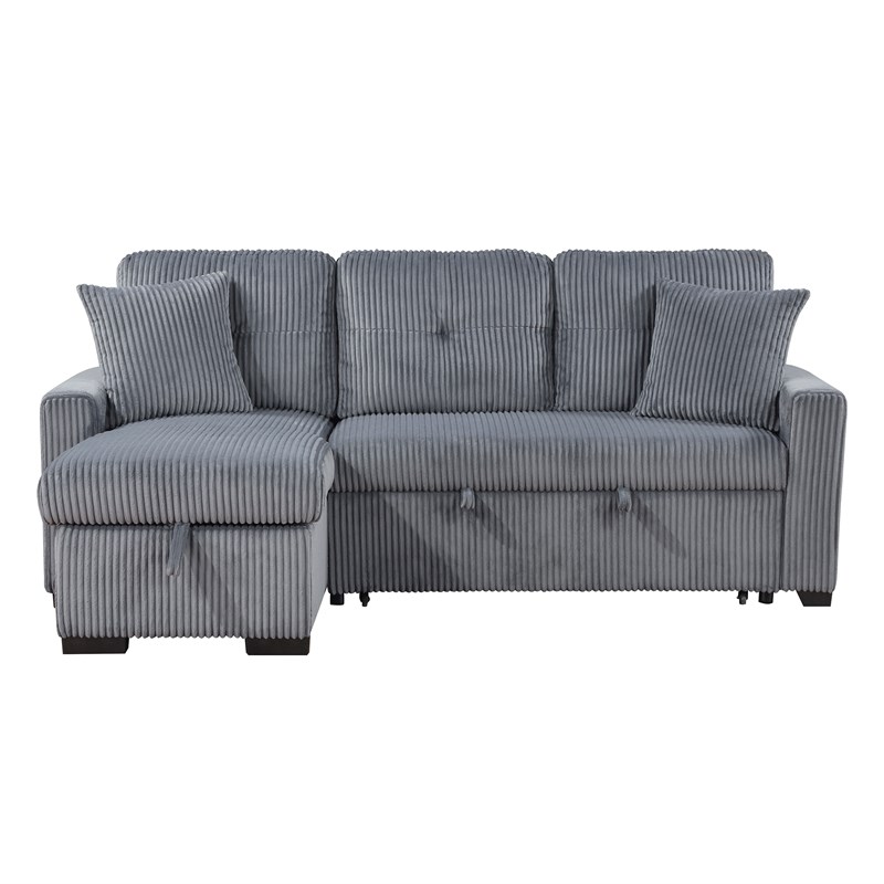 Lexicon Rhett 3-Piece Corduroy Reversible Sectional in Dark Gray