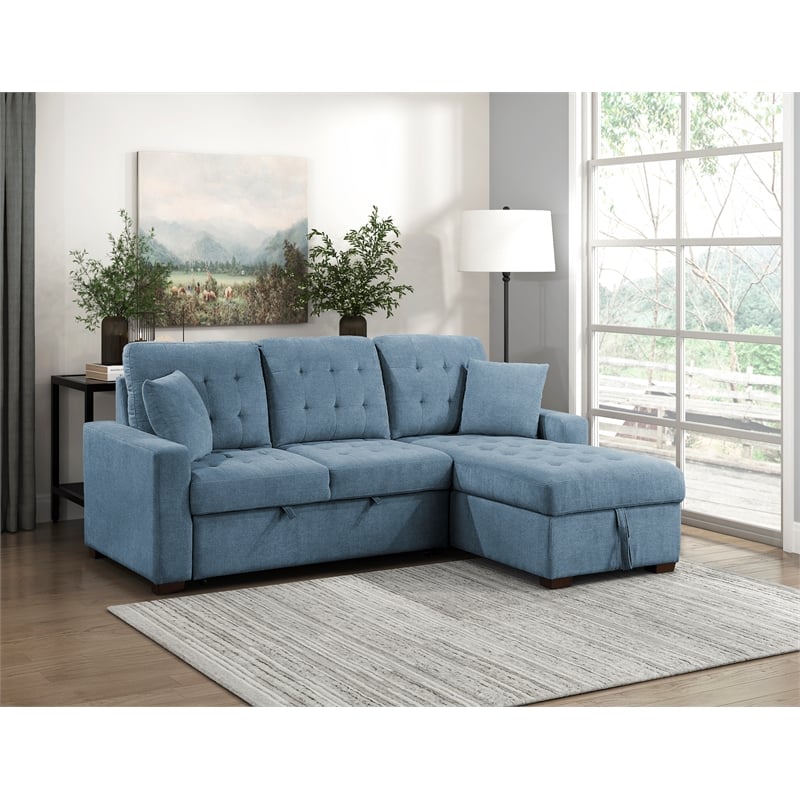 Lexicon Waitsfield 2-Piece Textured Sectional with Right Chaise in Blue