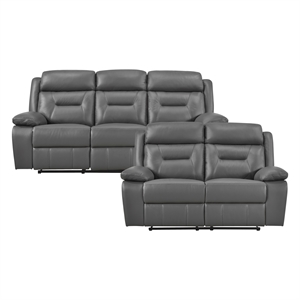Lexicon Laconia 2-Piece Leather Sofa Set in Dark gray