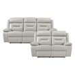 Lexicon Laconia 2-Piece Leather Sofa Set in Silver