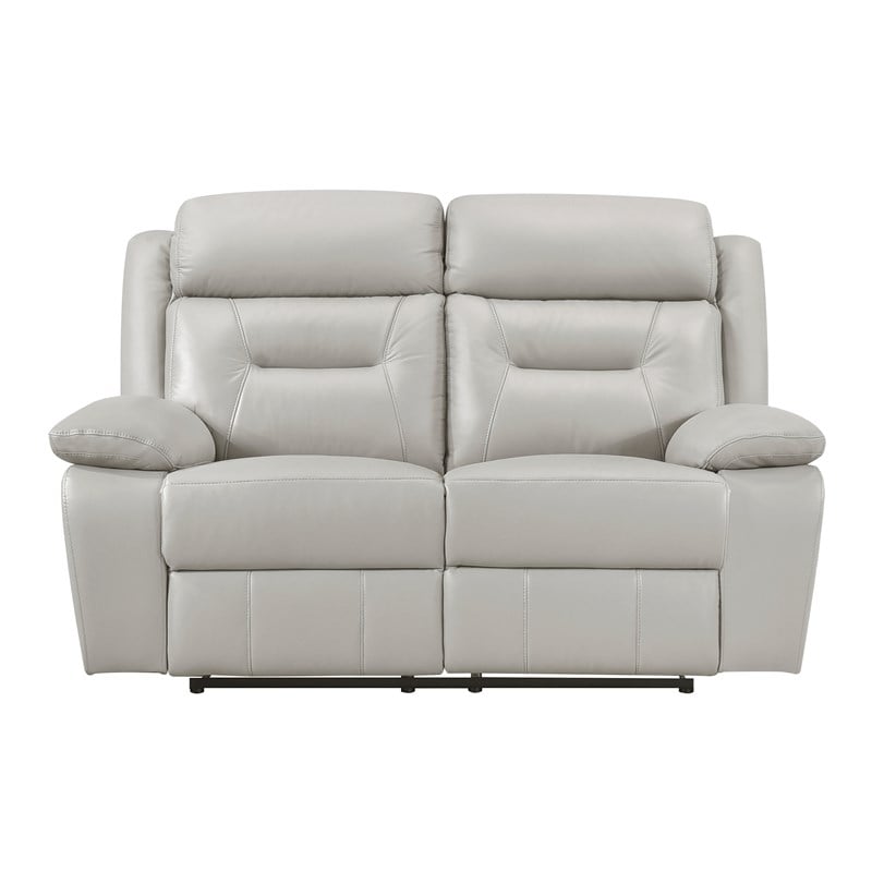 Lexicon Laconia 2-Piece Leather Sofa Set in Silver