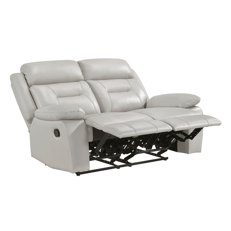 Lexicon Laconia 2-Piece Leather Sofa Set in Silver