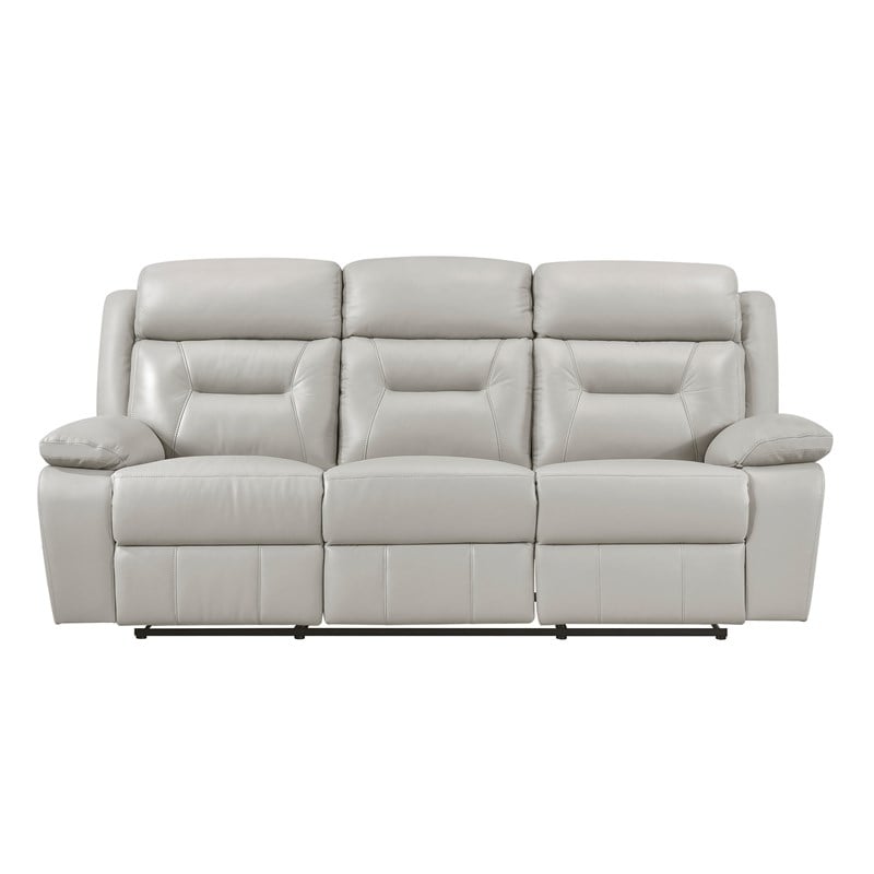 Lexicon Laconia 2-Piece Leather Sofa Set in Silver