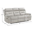 Lexicon Laconia 2-Piece Leather Sofa Set in Silver