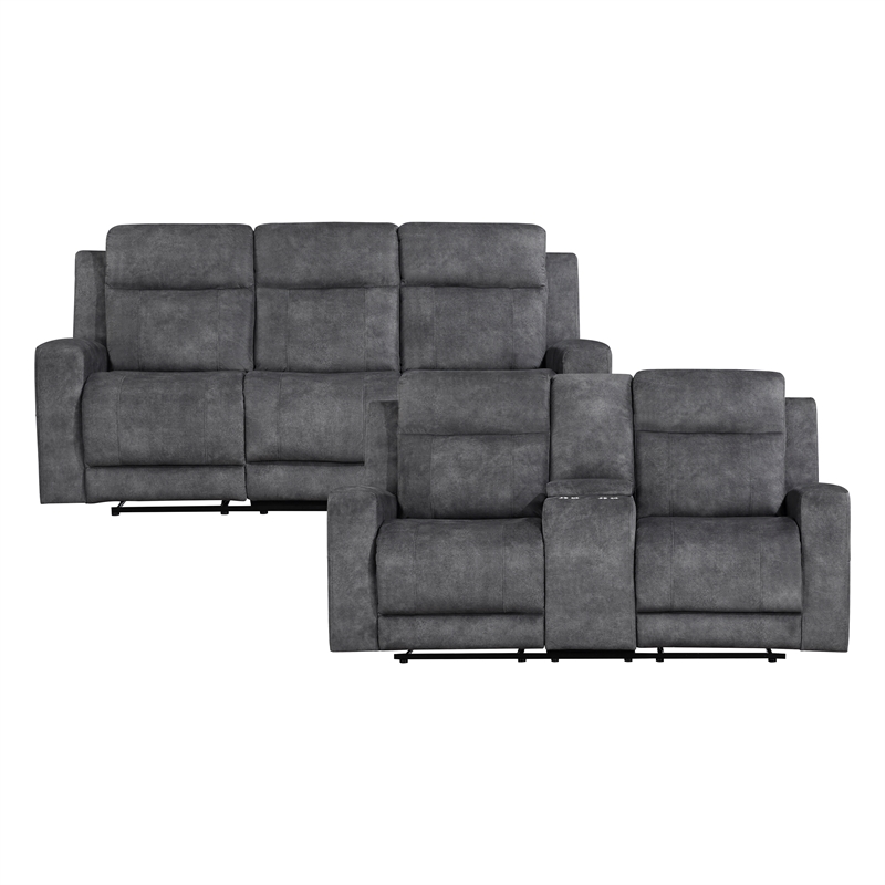 Lexicon Yates 2-Piece Microfiber Sofa Set in Brownish gray