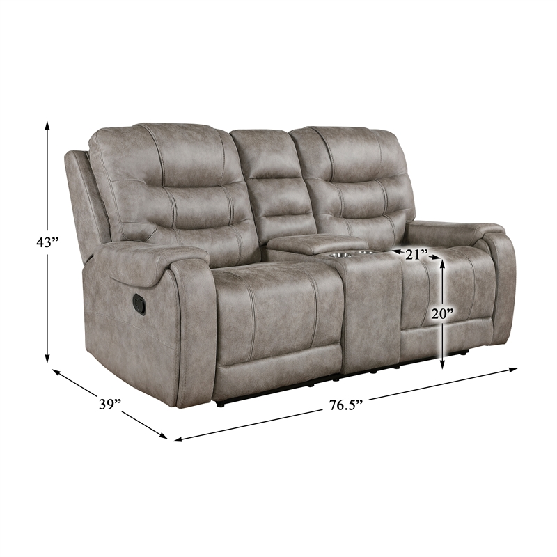 Lexicon Oberon 2-Piece Microfiber Double Reclining Sofa Set in Grayish brown