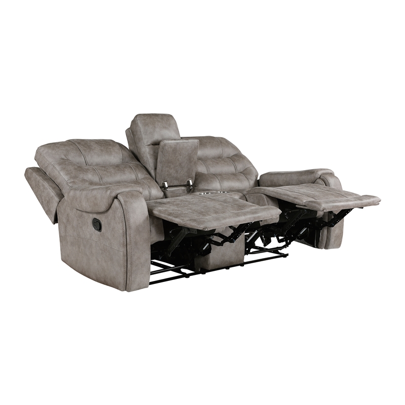 Lexicon Oberon 2-Piece Microfiber Double Reclining Sofa Set in Grayish brown