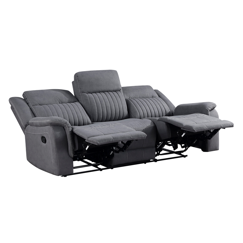 Lexicon Dean 2-Piece Microfiber Double Reclining Sofa Set in Gray