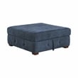 Lexicon Raife 3-Piece Chenille Sectional with Right Chaise and Ottoman in Blue