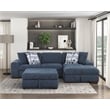Lexicon Raife 3-Piece Chenille Sectional with Right Chaise and Ottoman in Blue