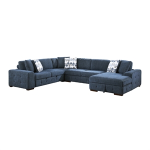 Lexicon Raife 4-Piece Chenille Sectional with Right Chaise in Blue