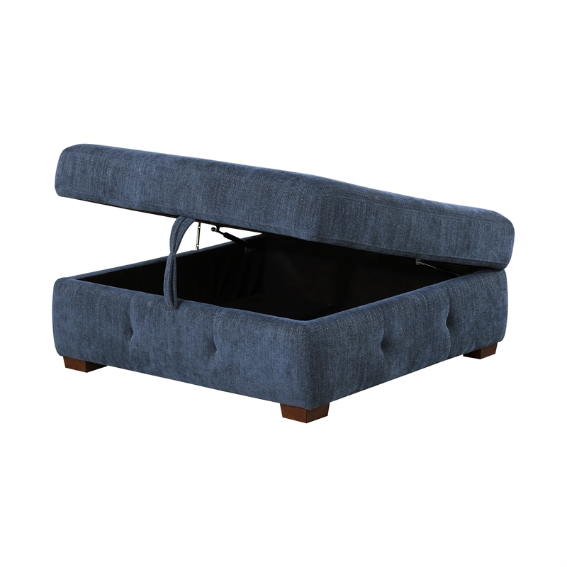 Lexicon Raife 4-Piece Chenille Sectional with Right Chaise and Ottoman in Blue