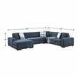 Lexicon Raife 5-Piece Chenille Sectional with Left Chaise and Ottoman in Blue