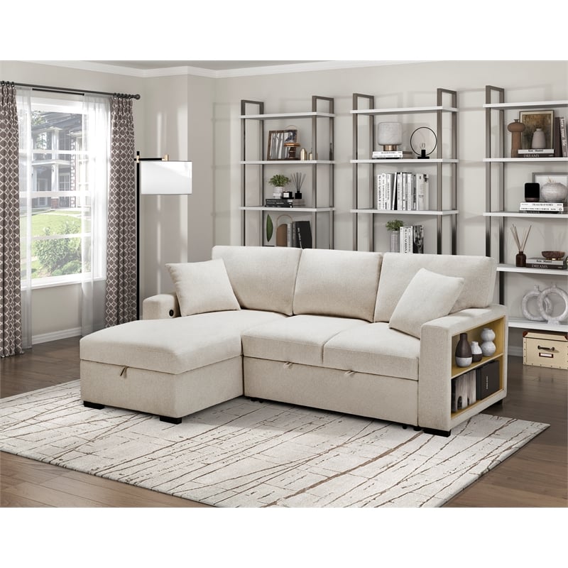 Lexicon Pompano Boucle Sectional with Left Chaise in Beige