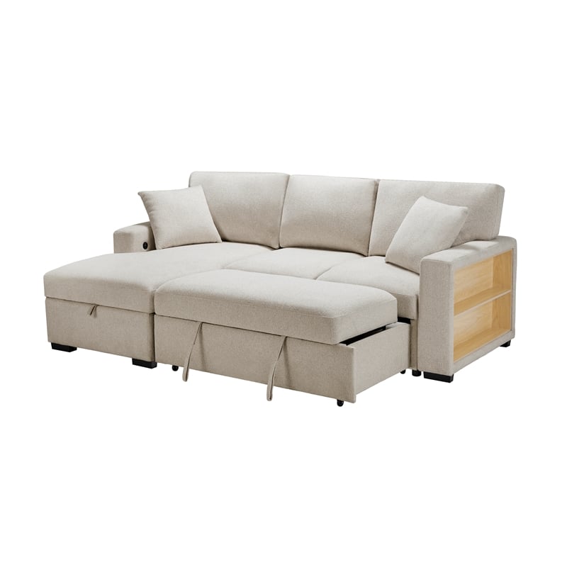 Lexicon Pompano Boucle Sectional with Left Chaise in Beige