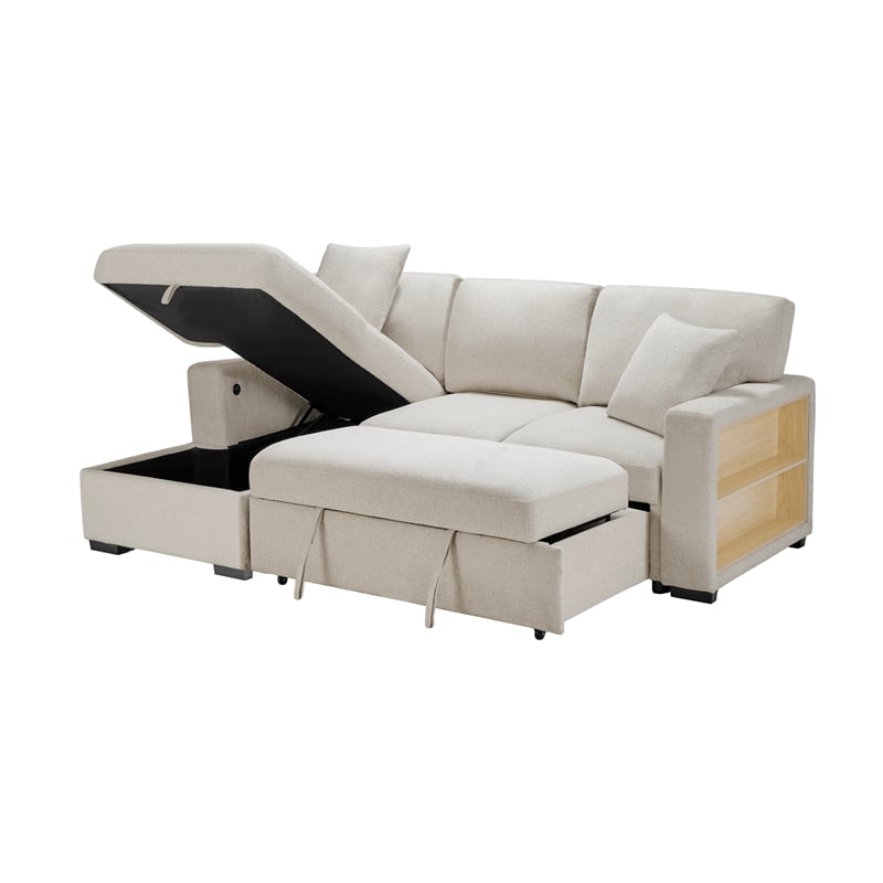 Lexicon Pompano Boucle Sectional with Left Chaise in Beige