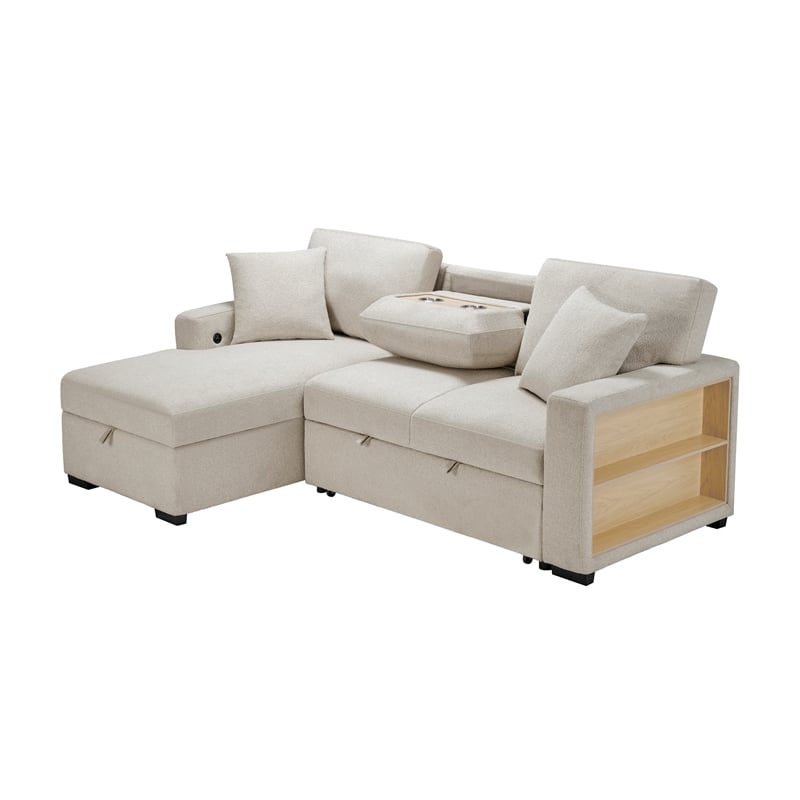 Lexicon Pompano Boucle Sectional with Left Chaise in Beige