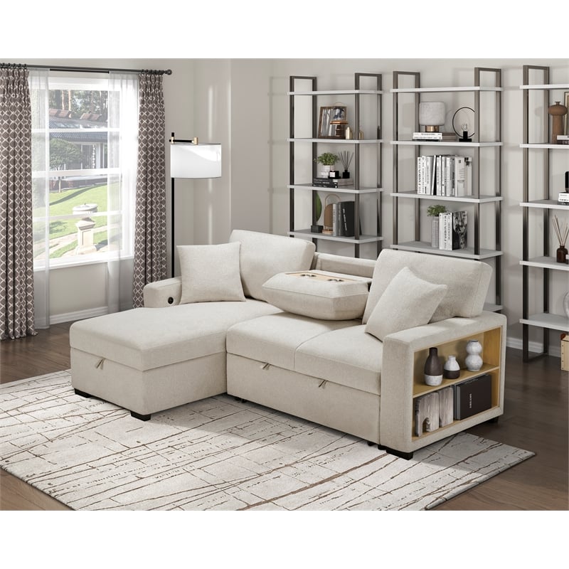 Lexicon Pompano Boucle Sectional with Left Chaise in Beige