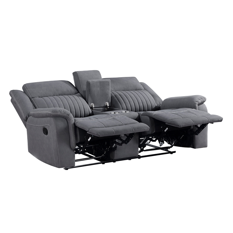 Lexicon Dean Microfiber Double Reclining Love Seat in Gray