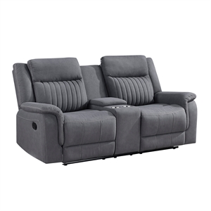lexicon dean microfiber double reclining love seat in gray