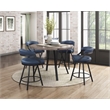 Lexicon Oxton Metal & Faux leather set of 2 Swivel Counter Height Chair in Blue