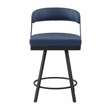 Lexicon Oxton Metal & Faux leather set of 2 Swivel Counter Height Chair in Blue