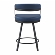 Lexicon Oxton Metal & Faux leather set of 2 Swivel Counter Height Chair in Blue