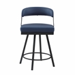 Lexicon Oxton Metal & Faux leather set of 2 Swivel Counter Height Chair in Blue