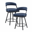 Lexicon Oxton Metal & Faux leather set of 2 Swivel Counter Height Chair in Blue