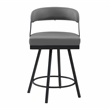 Lexicon Oxton Metal & Faux leather set of 2 Swivel Counter Height Chair in Gray