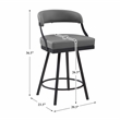 Lexicon Oxton Metal & Faux leather set of 2 Swivel Counter Height Chair in Gray