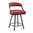 Lexicon Oxton Metal & Faux leather set of 2 Swivel Counter Height Chair in Red